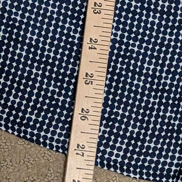 Chaps Geometric Print Semi Shear Blouse Navy 2X Polka Dot Collar Button Front - Picture 6 of 11